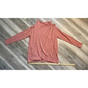 Coral Jacket Large Zuda Z-Knit Drape Shoulder Wrap Snaps Sweater Pockets Soft